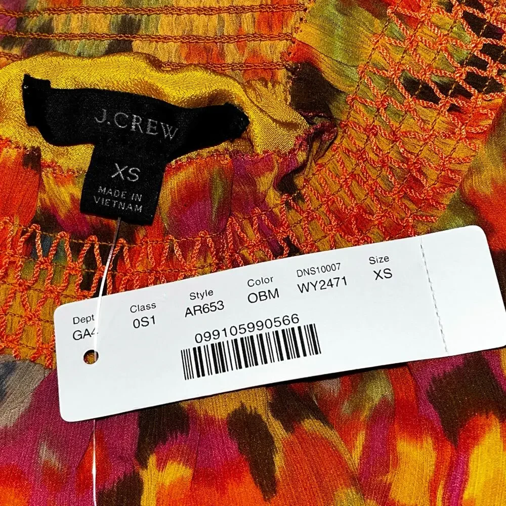 J.Crew Smocked Waist Sleeveless Midi Dress Sunset Floral Print XS NWT - Picture 6 of 9